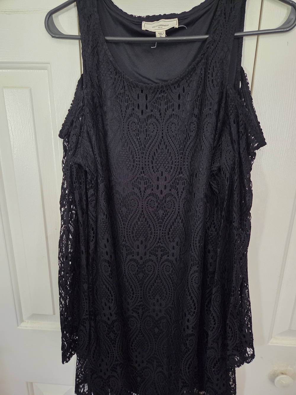 Lace Cold-Shoulder Camisole Dress - Black